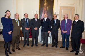 HSH Prince Albert II of Monaco with, from left to right, Anne-Marie Boisbouvier, Pierre Joannon, Peter Murphy, Patrick Guinness, Mark Armstrong, Francis O Hara and Philippe Blanchi