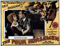 The poster for The Four Horsemen of the Apocalypse (1921) starring Alice Terry and Rudolph Valentino